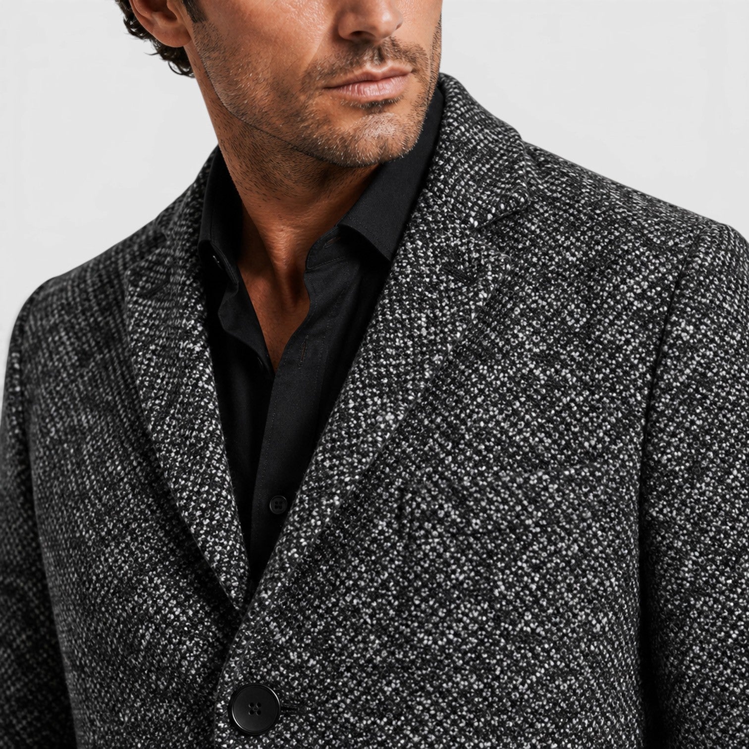 Monvaline | Men's Wool Single-Breasted Long Coat – Tailored Fit