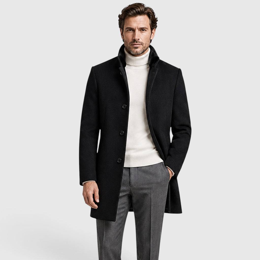 Monvaline | Men's Woolen Coat Classic Lapel Smart Casual Style