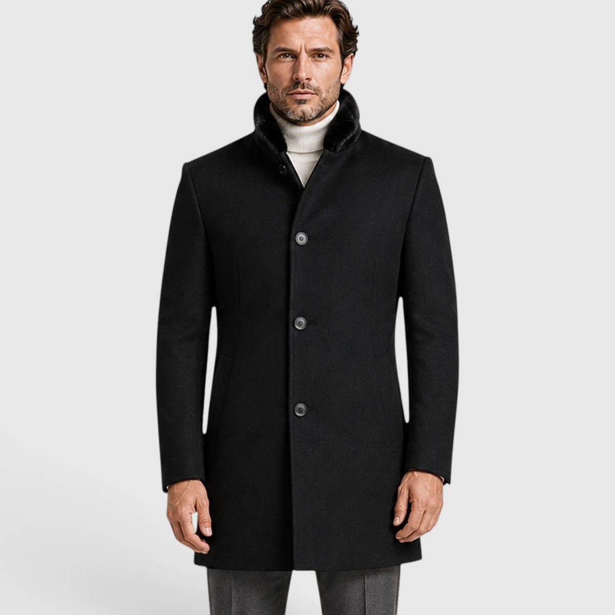 Monvaline | Men's Woolen Coat Classic Lapel Smart Casual Style