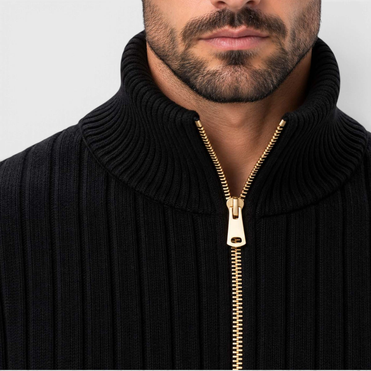 Monvaline | Men's Zip Cardigan Sweater Ribbed Knit Warm Classic Fit