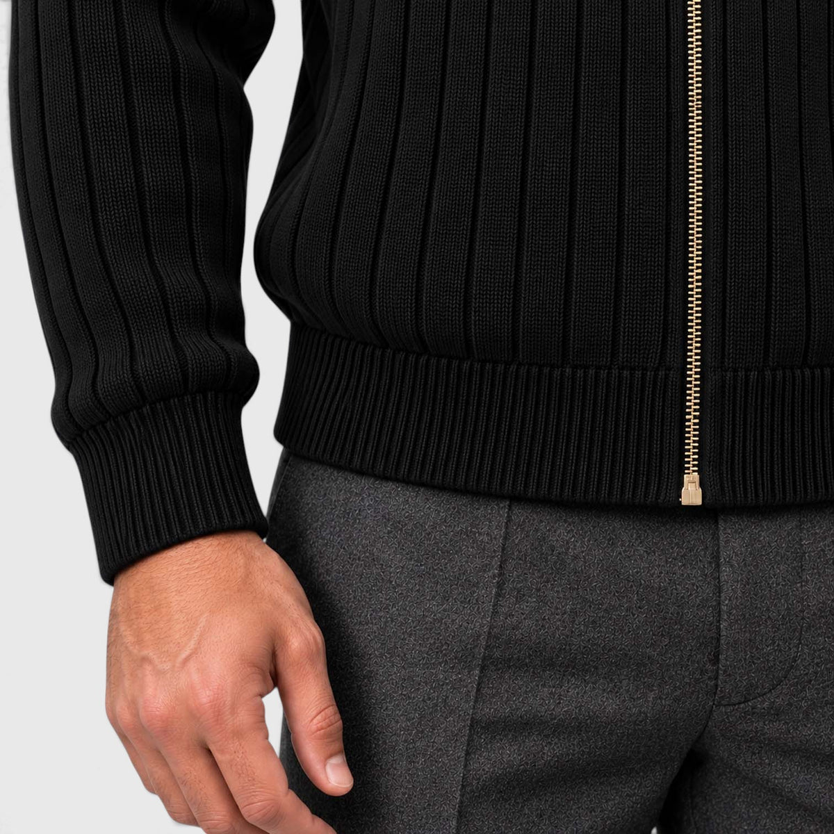 Monvaline | Men's Zip Cardigan Sweater Ribbed Knit Warm Classic Fit