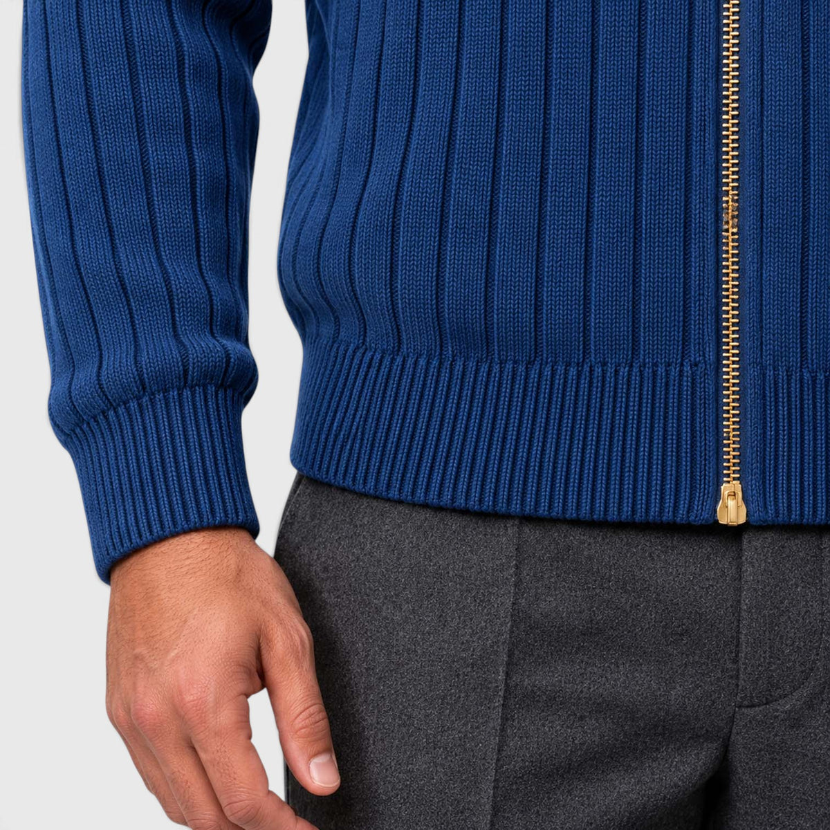 Monvaline | Men's Zip Cardigan Sweater Ribbed Knit Warm Classic Fit