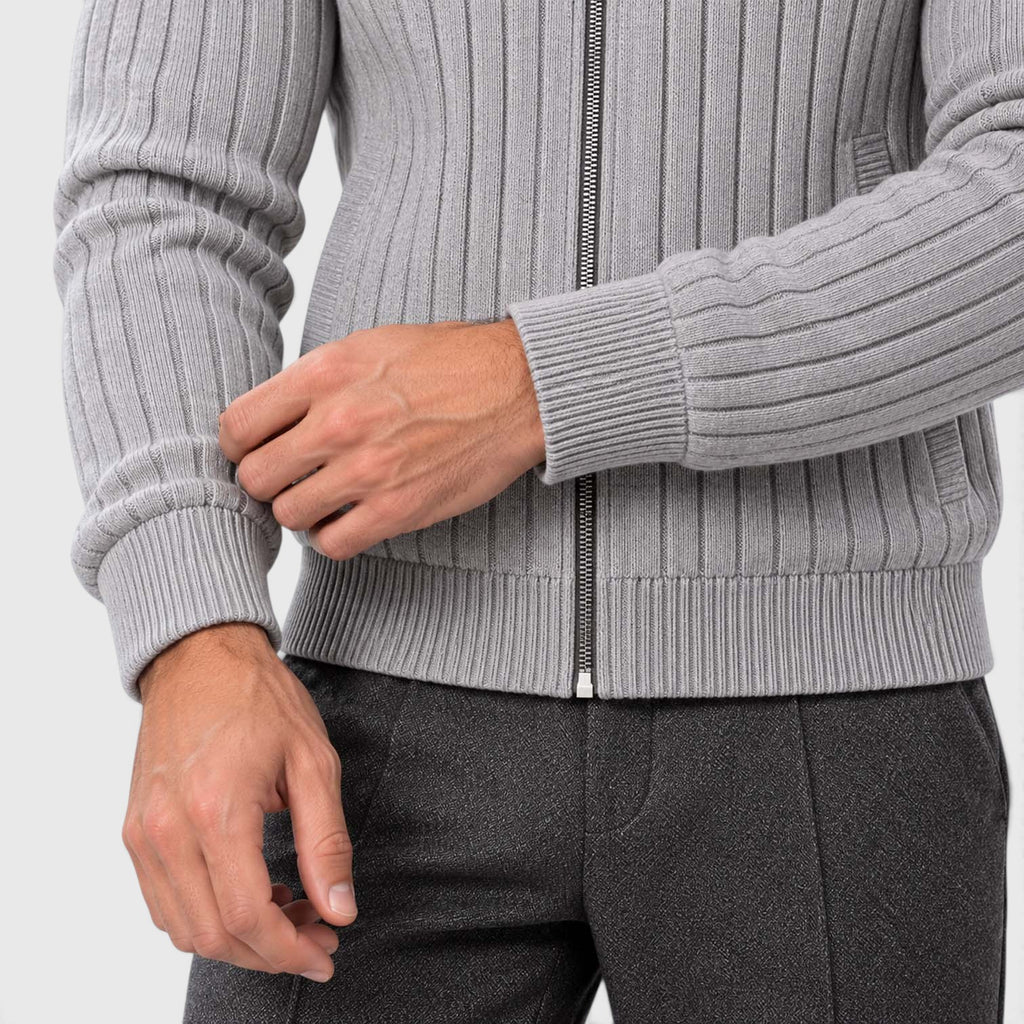 Monvaline | Men's Zip Cardigan Sweater Ribbed Knit Warm Classic Fit