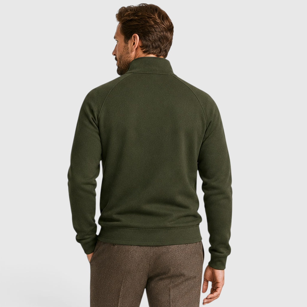 Monvaline | Men's Zip Neck Fleece Sweater – Slim Fit Stand Collar