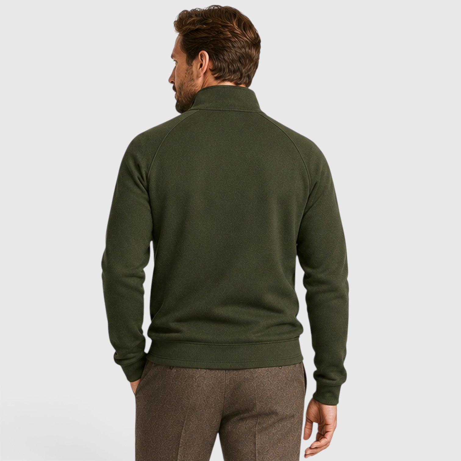 Monvaline | Men's Zip Neck Fleece Sweater – Slim Fit Stand Collar