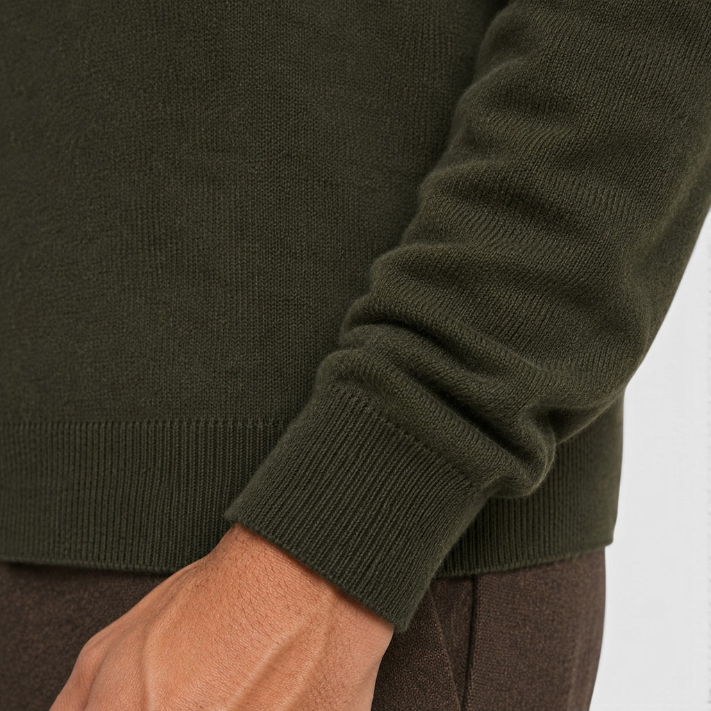 Monvaline | Men's Zip Neck Fleece Sweater – Slim Fit Stand Collar