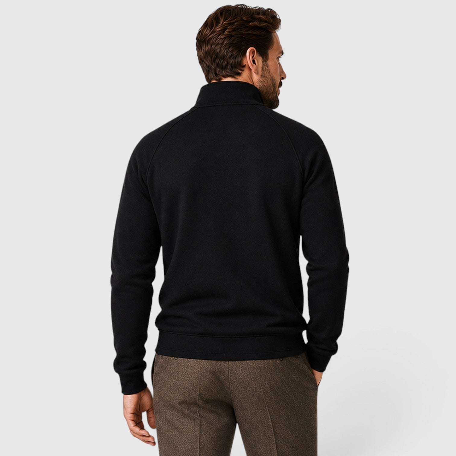 Monvaline | Men's Zip Neck Fleece Sweater – Slim Fit Stand Collar