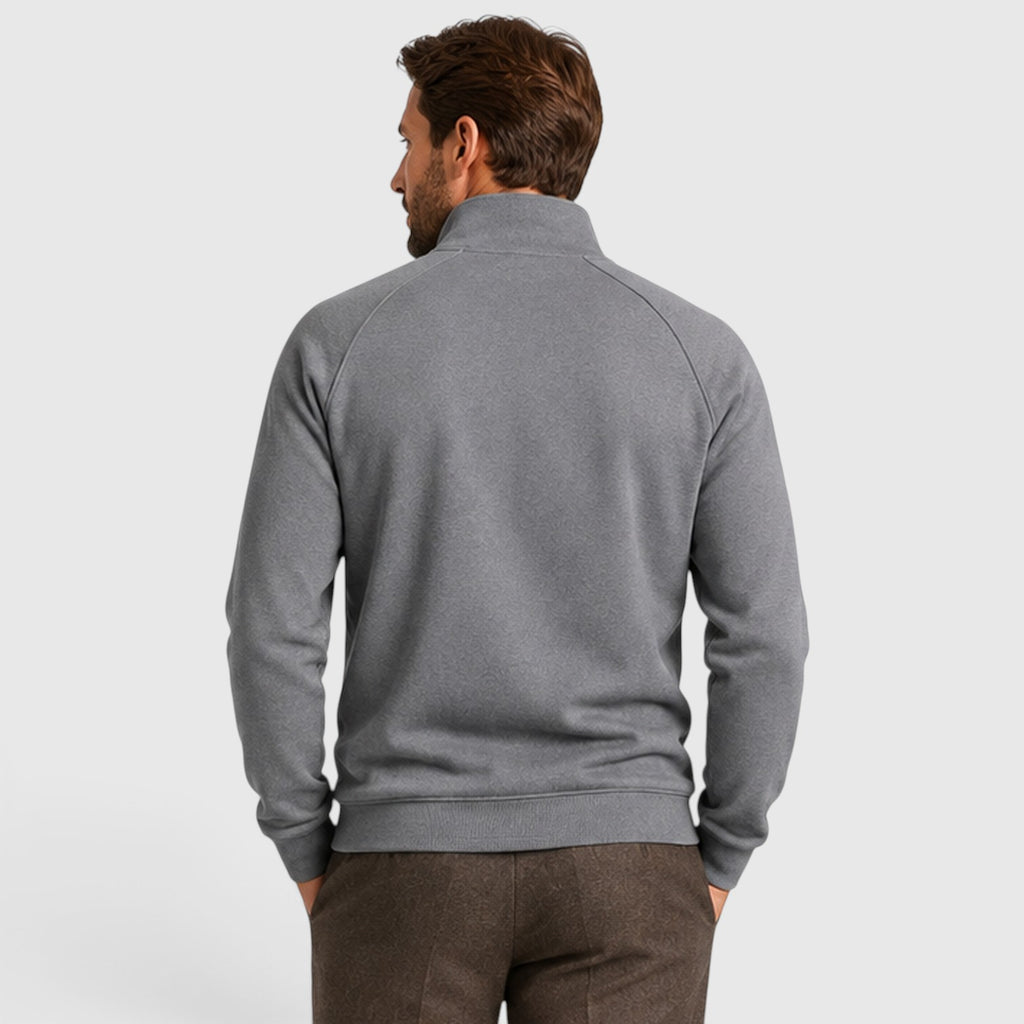 Monvaline | Men's Zip Neck Fleece Sweater – Slim Fit Stand Collar