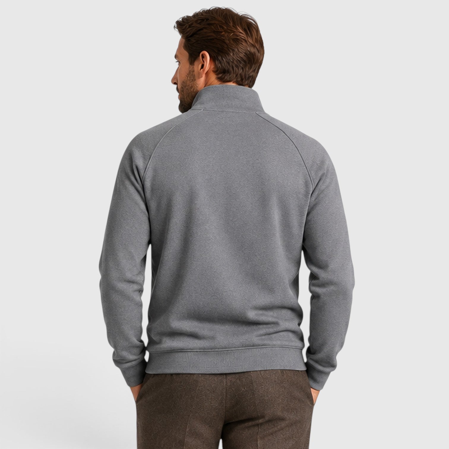Monvaline | Men's Zip Neck Fleece Sweater – Slim Fit Stand Collar