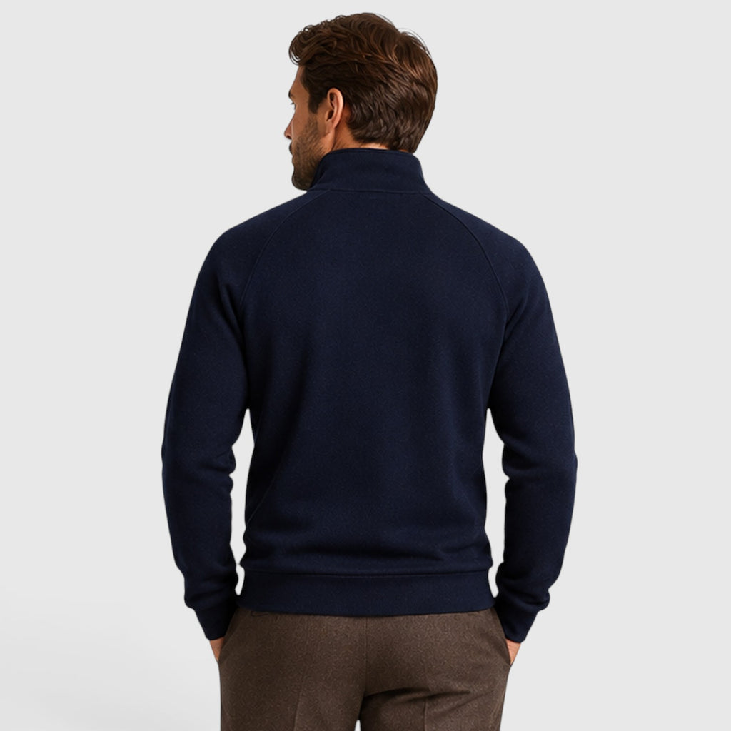 Monvaline | Men's Zip Neck Fleece Sweater – Slim Fit Stand Collar