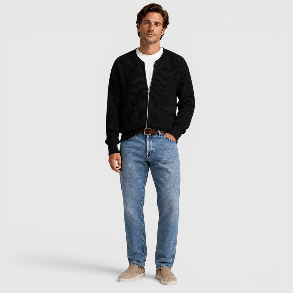 Monvaline | Men's Zip Up Knit Cardigan for Smart Casual Everyday Wear