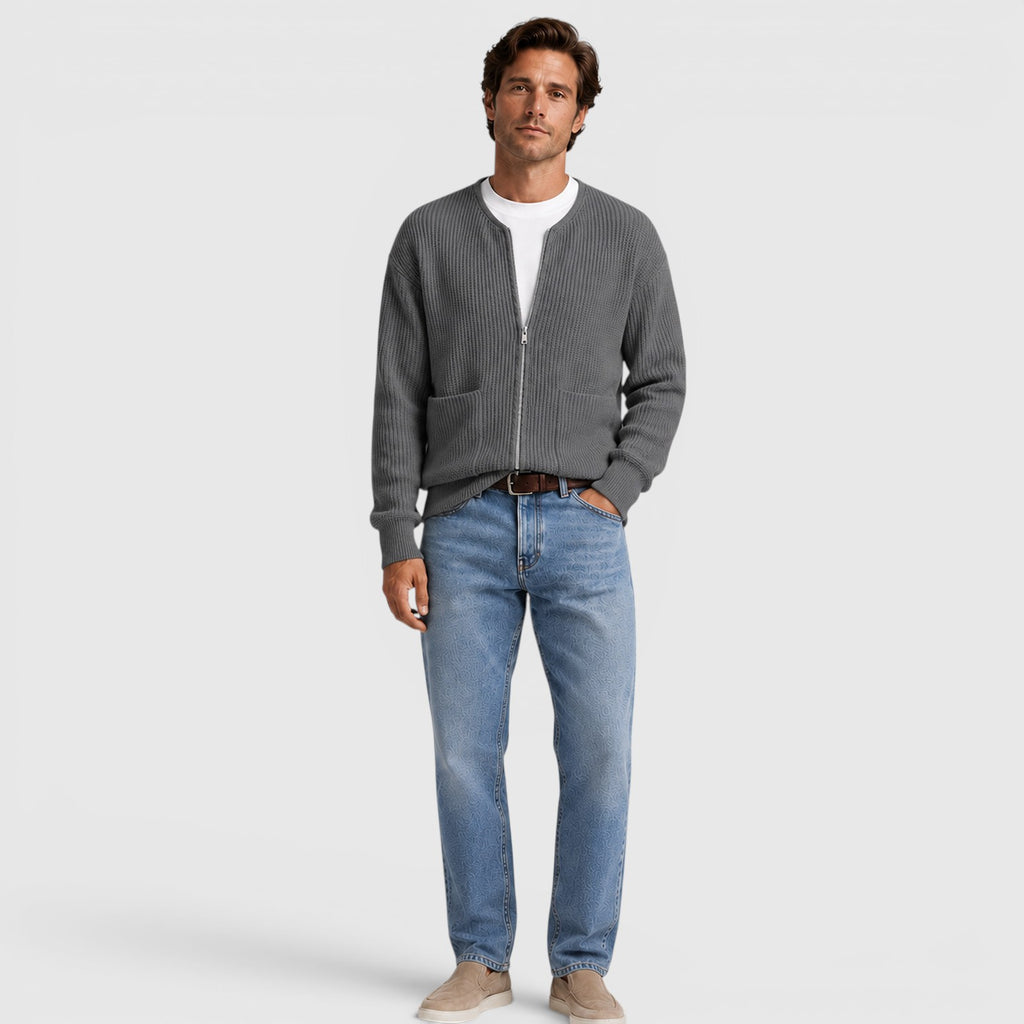 Monvaline | Men's Zip Up Knit Cardigan for Smart Casual Everyday Wear