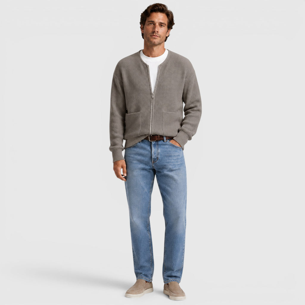 Monvaline | Men's Zip Up Knit Cardigan for Smart Casual Everyday Wear