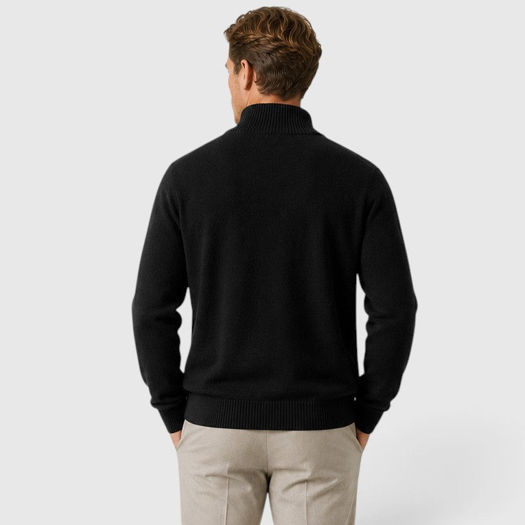 Monvaline | Men's Zip-Up Knit Jumper High Collar Slim Fit