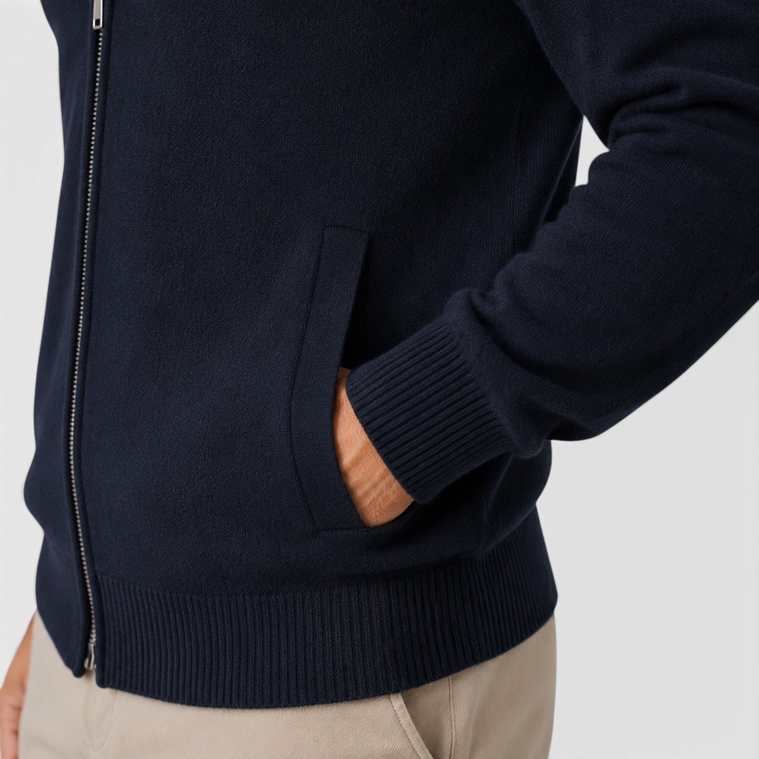 Monvaline | Men's Zip-Up Knit Jumper High Collar Slim Fit