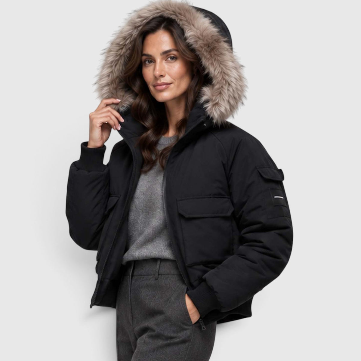 Monvaline | Parka Bomber Jacket for Women – Black Water-Resistant