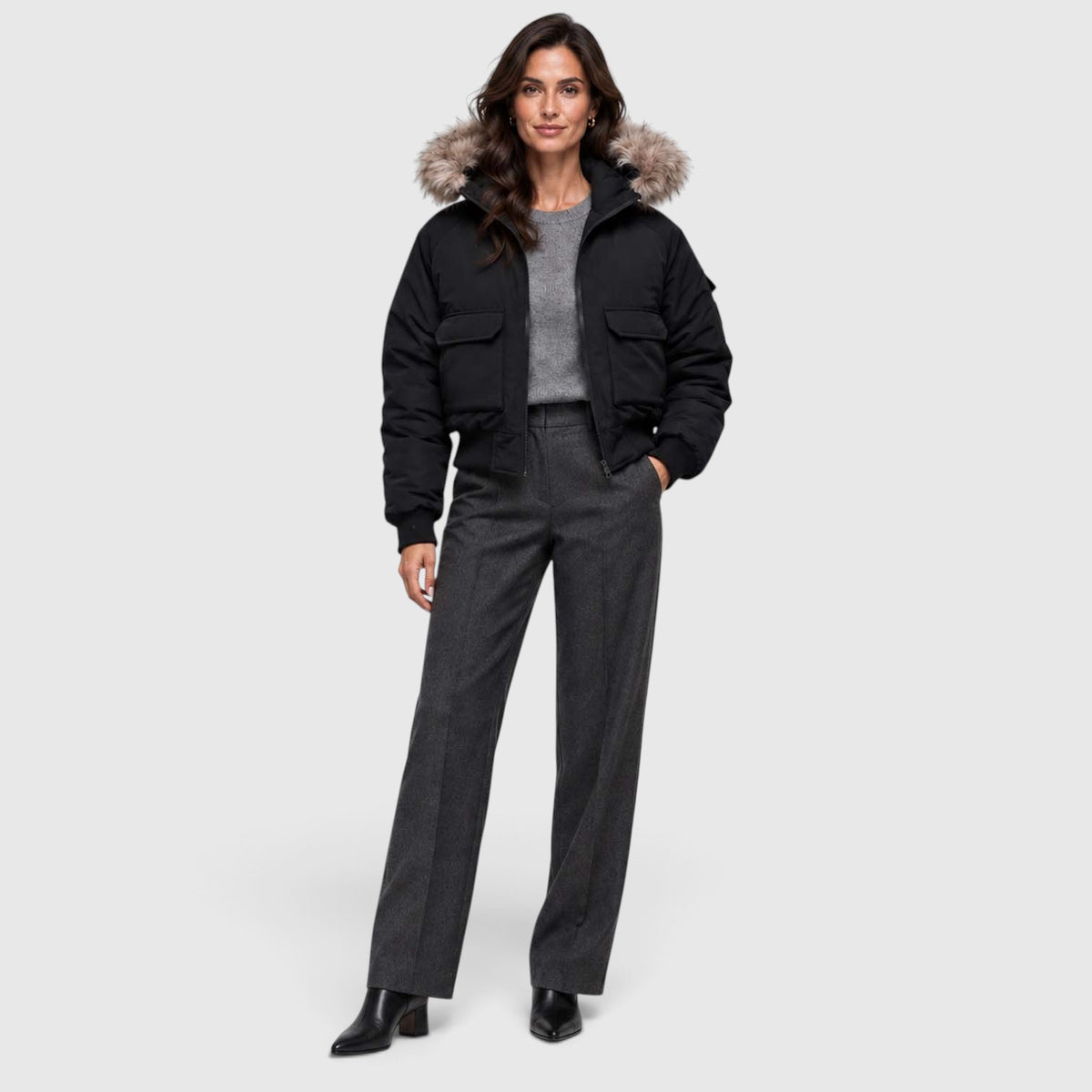 Monvaline | Parka Bomber Jacket for Women – Black Water-Resistant