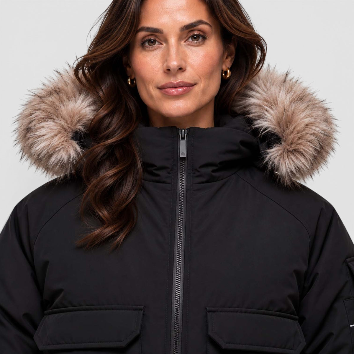Monvaline | Parka Bomber Jacket for Women – Black Water-Resistant