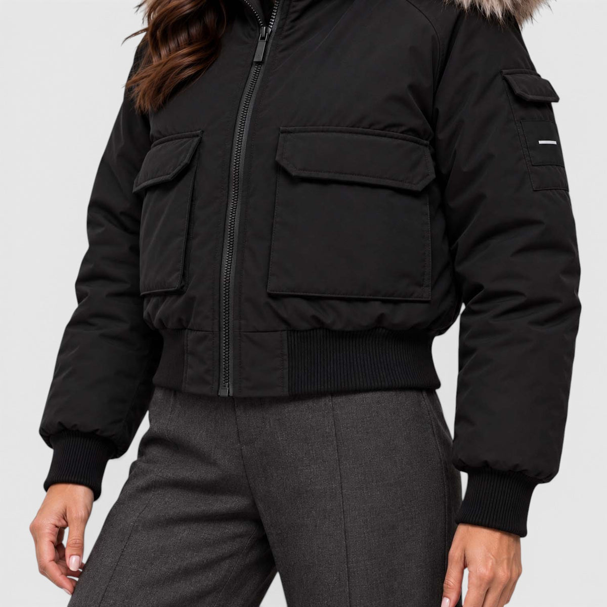 Monvaline | Parka Bomber Jacket for Women – Black Water-Resistant