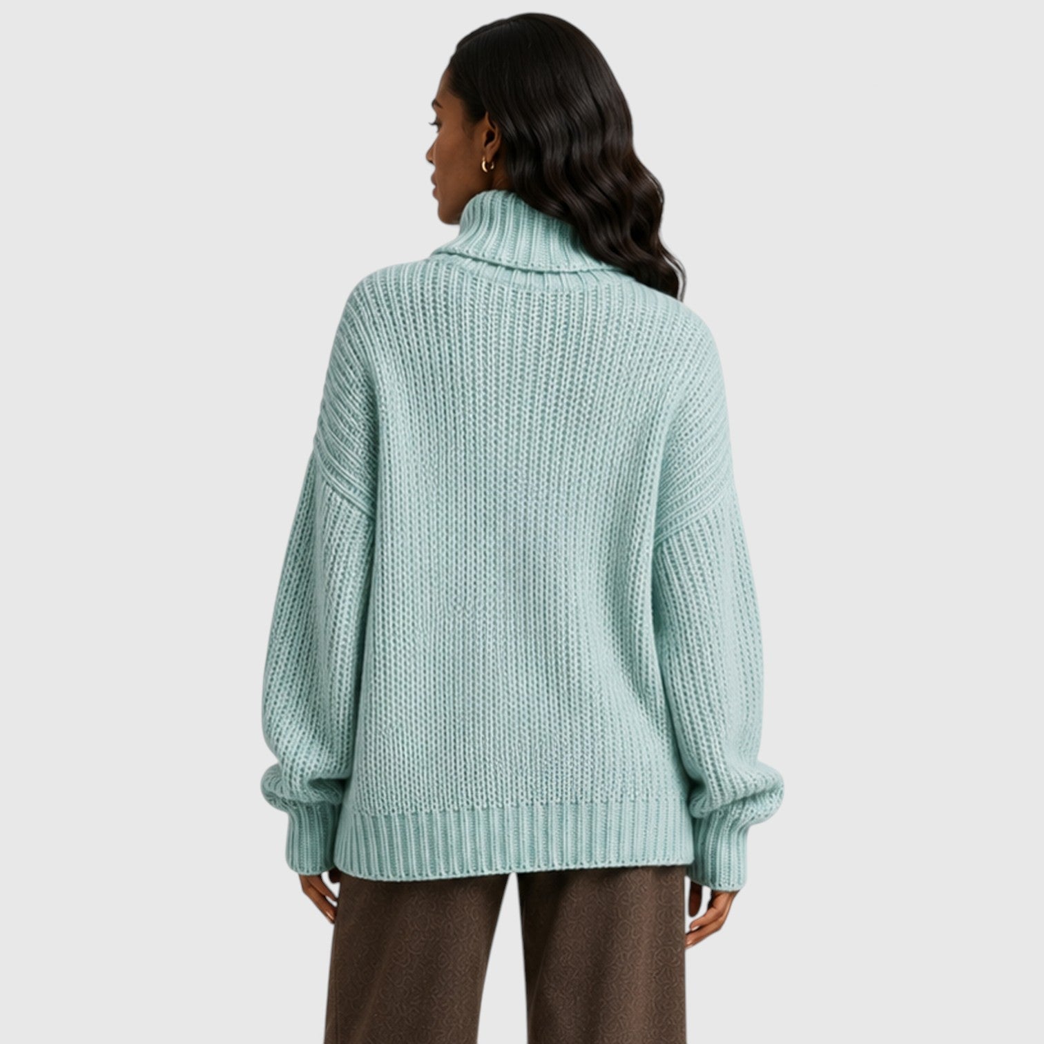 Monvaline | Women’s Chunky Turtleneck Sweater – Oversized Knit Jumper