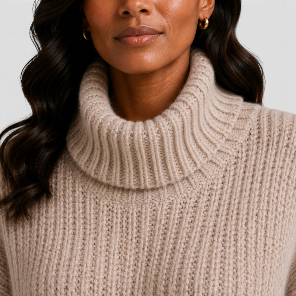 Monvaline | Women’s Chunky Turtleneck Sweater – Oversized Knit Jumper
