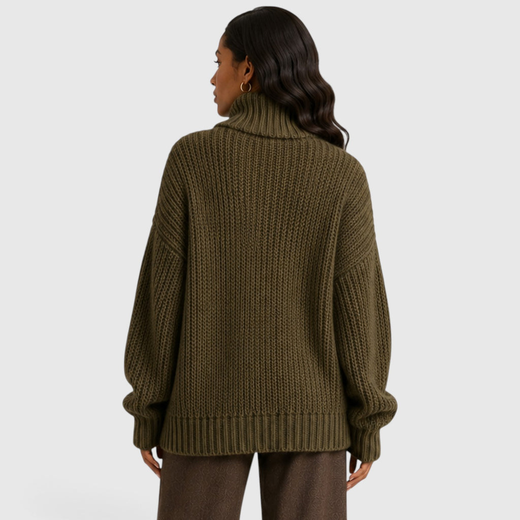 Monvaline | Women’s Chunky Turtleneck Sweater – Oversized Knit Jumper
