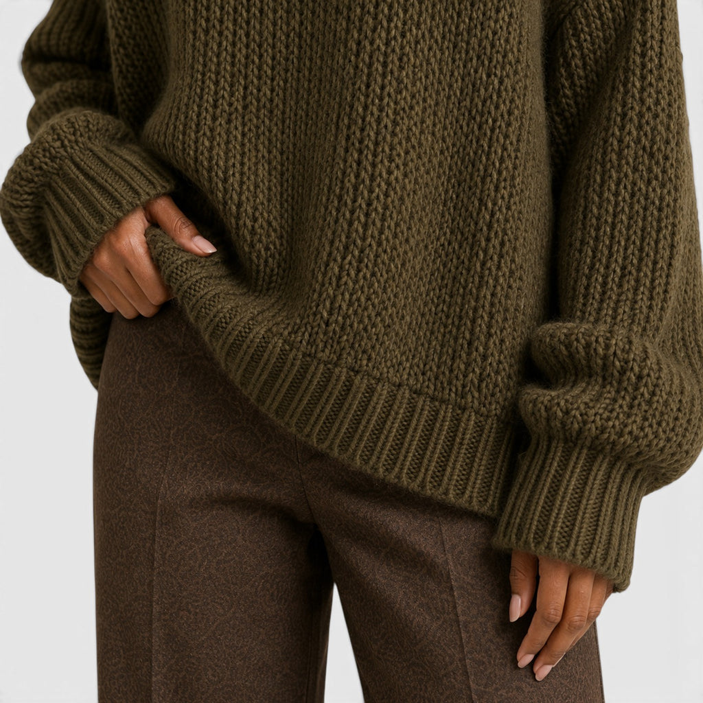 Monvaline | Women’s Chunky Turtleneck Sweater – Oversized Knit Jumper