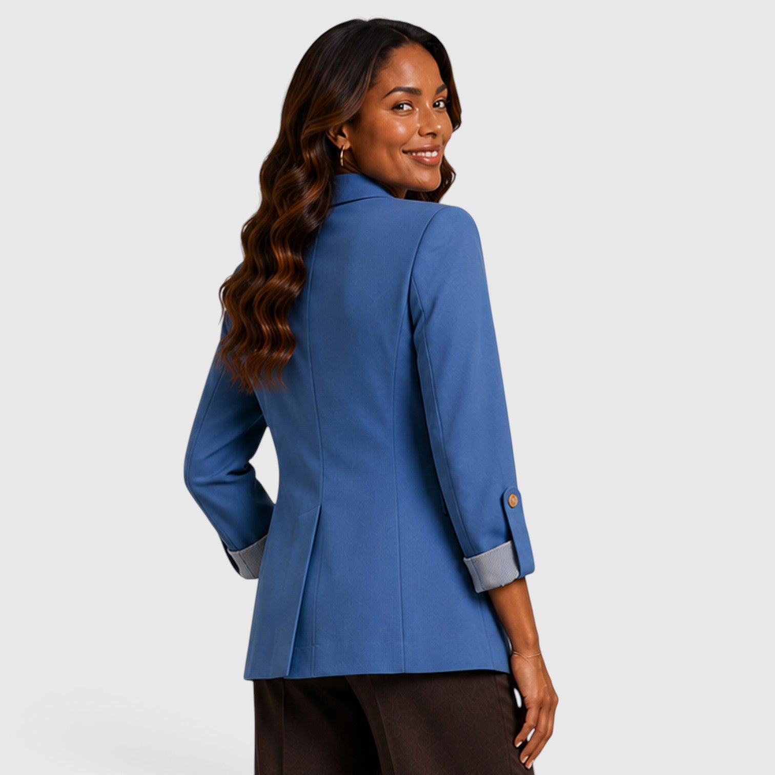 Monvaline | Women’s Classic Open Front Blazer with Ruched Sleeves