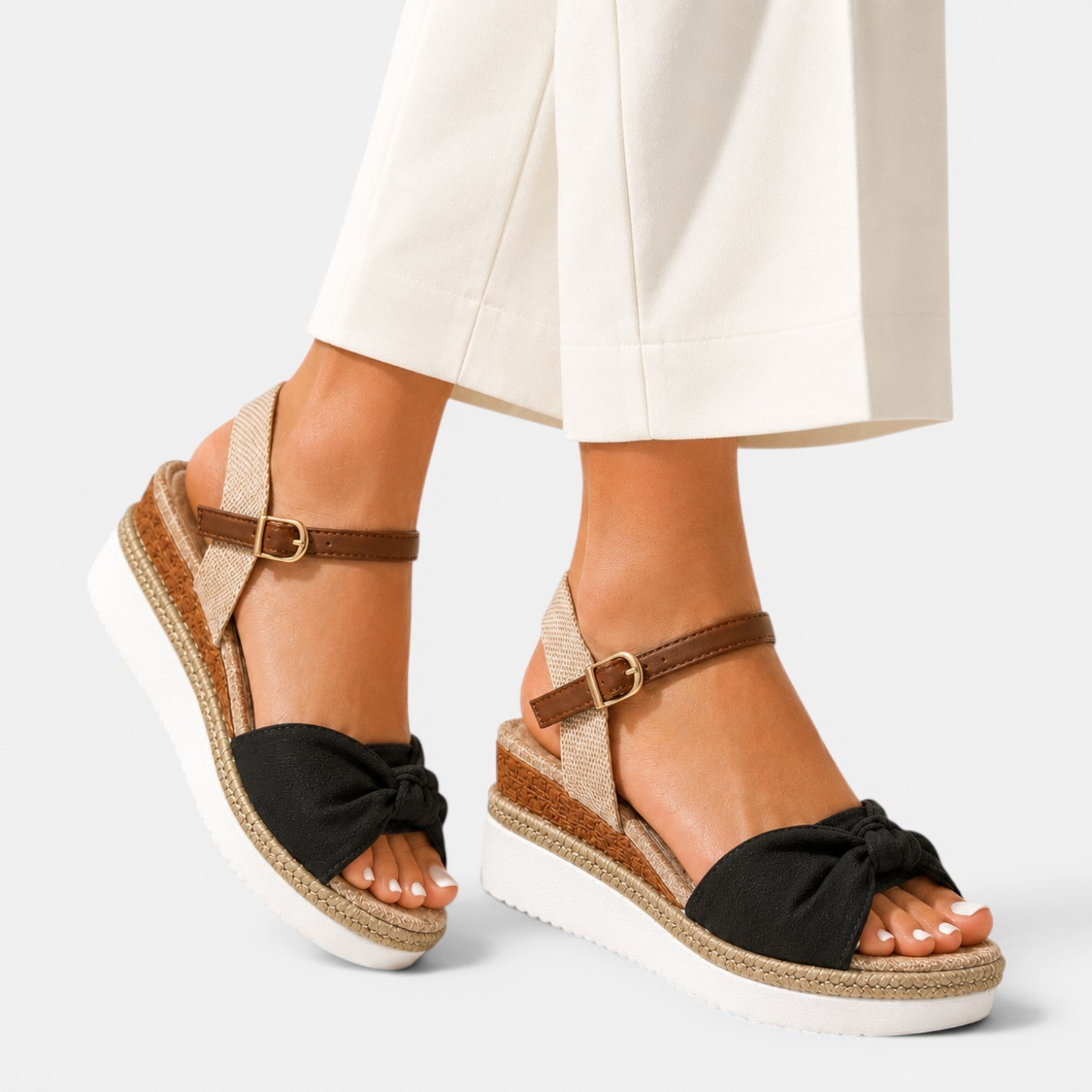 Monvaline | Women’s Comfortable Wedge Sandals with Buckle for Summer