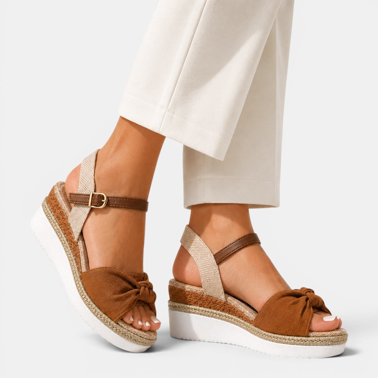 Monvaline | Women’s Comfortable Wedge Sandals with Buckle for Summer