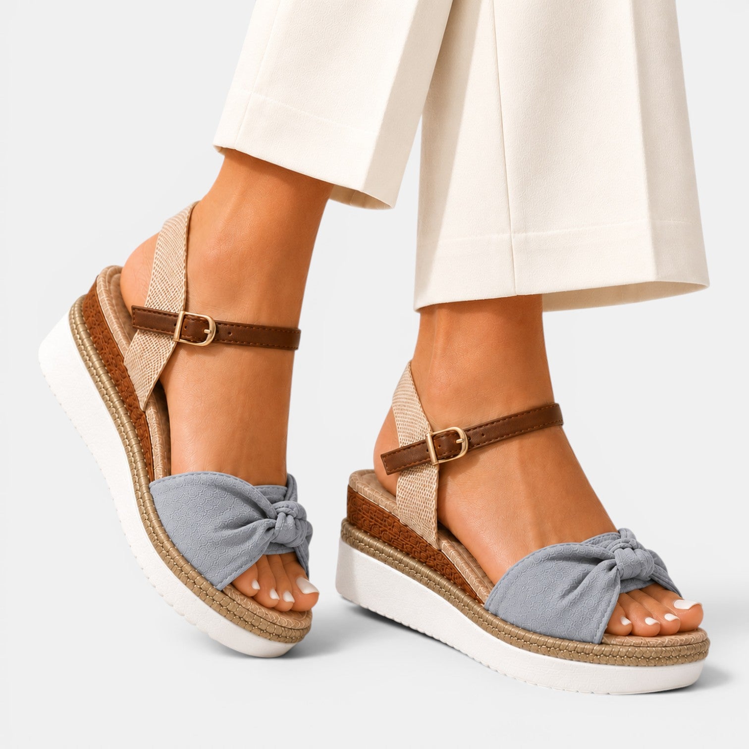 Monvaline | Women’s Comfortable Wedge Sandals with Buckle for Summer