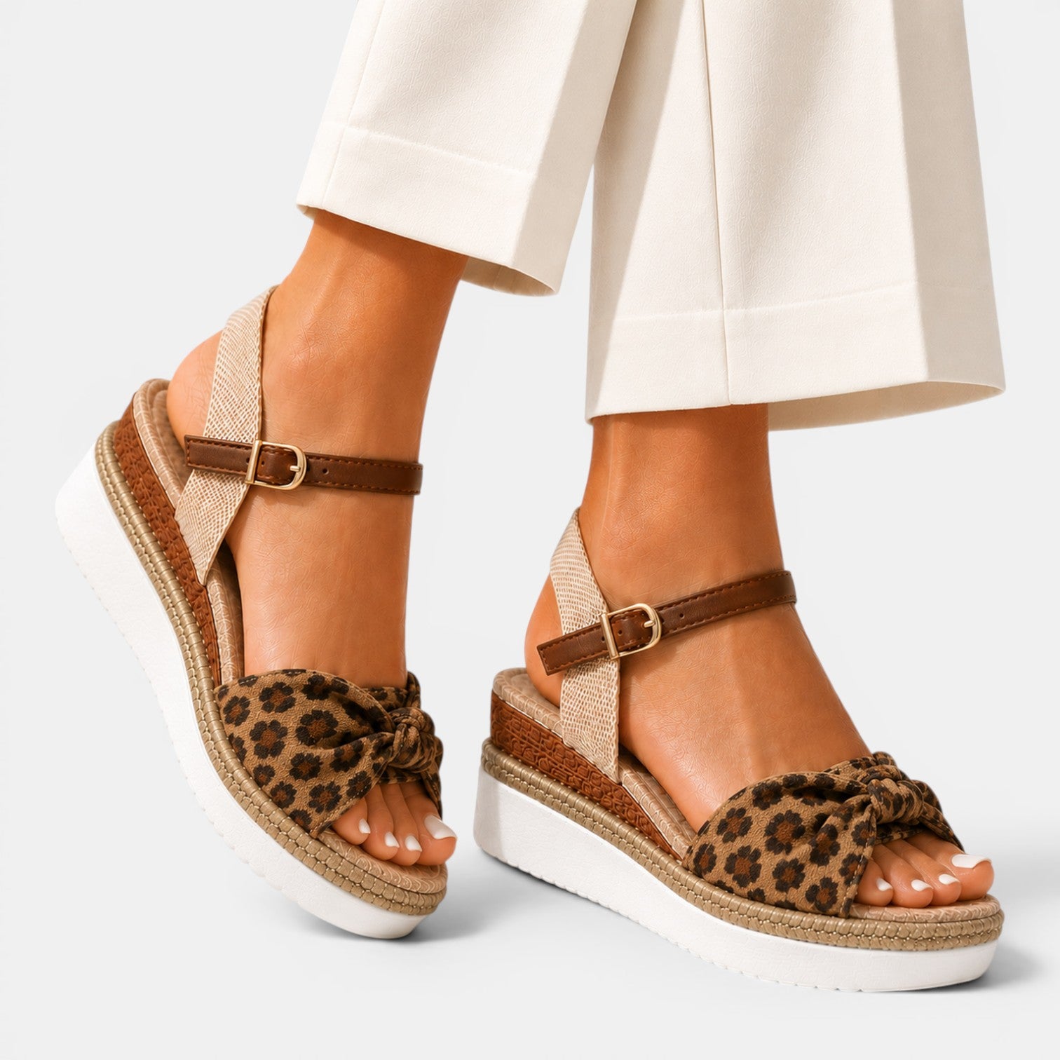 Monvaline | Women’s Comfortable Wedge Sandals with Buckle for Summer