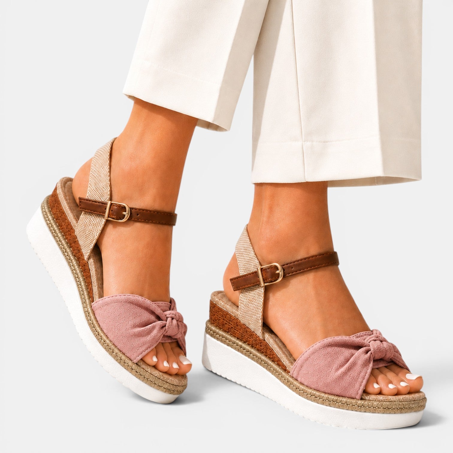 Monvaline | Women’s Comfortable Wedge Sandals with Buckle for Summer