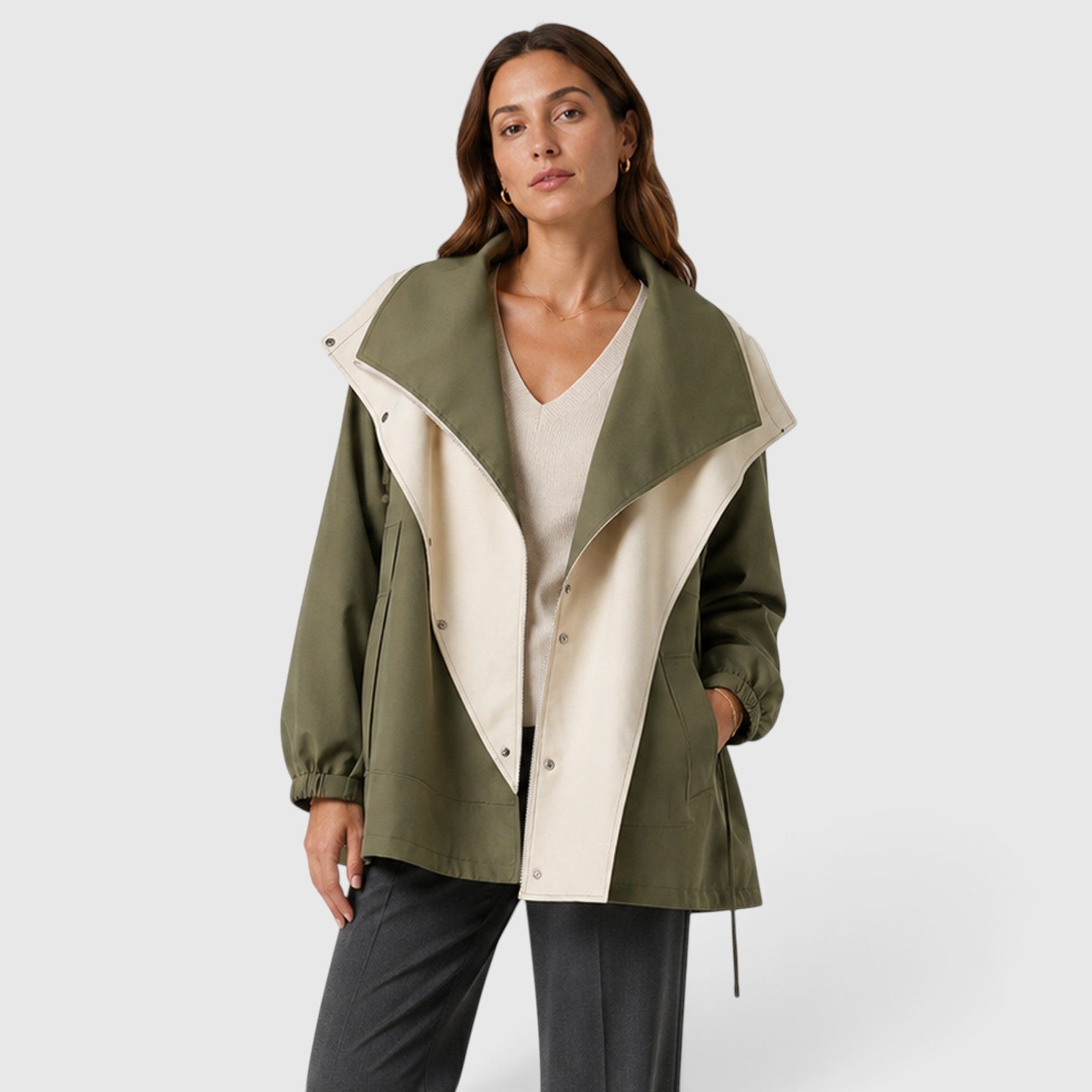 Monvaline | Women’s Cotton Blend Windbreaker Jacket for Rainy Weather