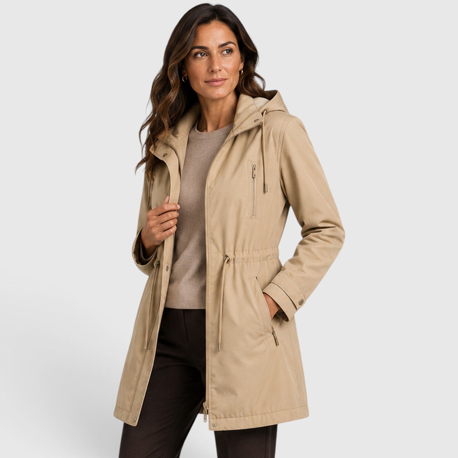 Monvaline | Women’s Cotton Mid-Length Coat for Warm Casual Wear