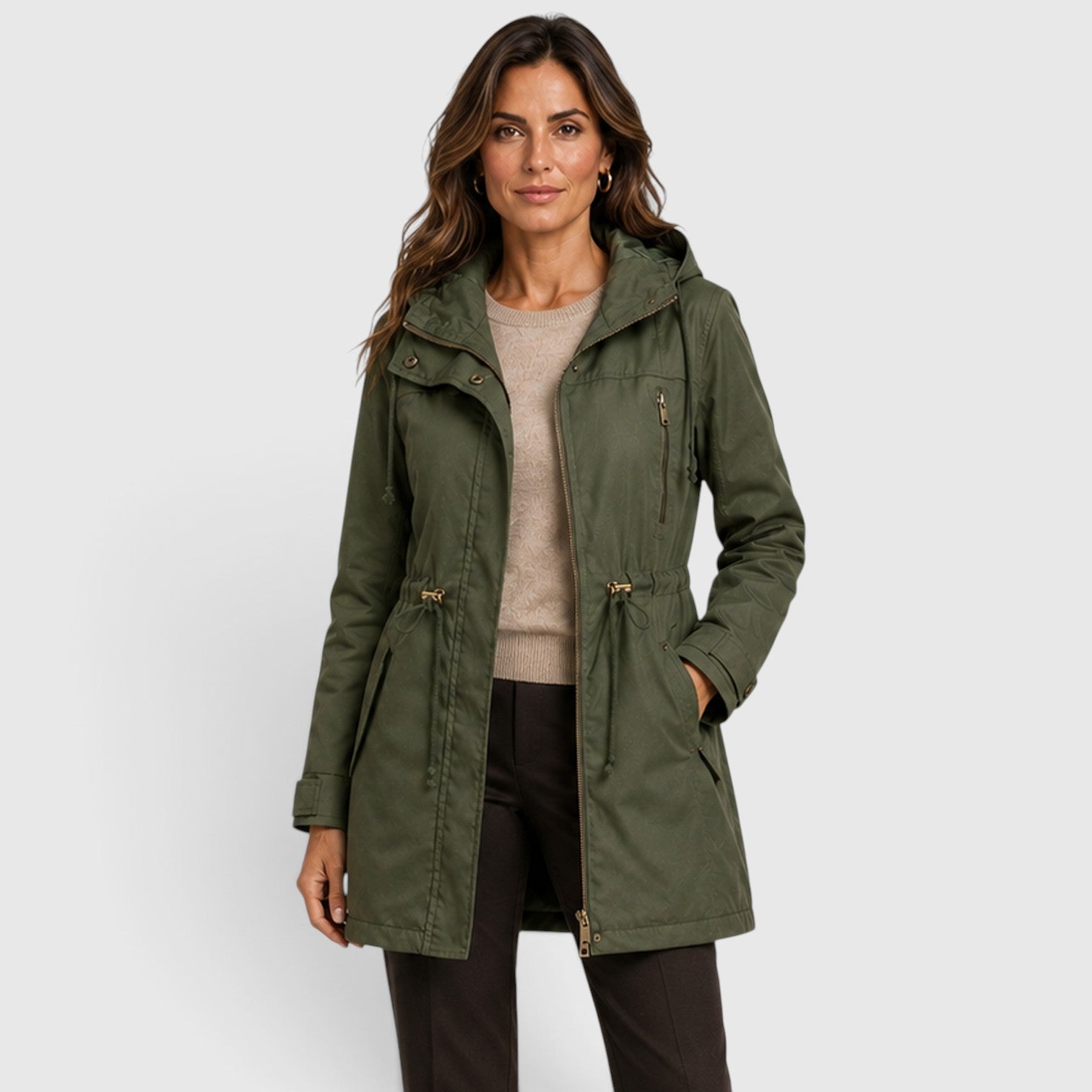 Monvaline | Women’s Cotton Mid-Length Coat for Warm Casual Wear