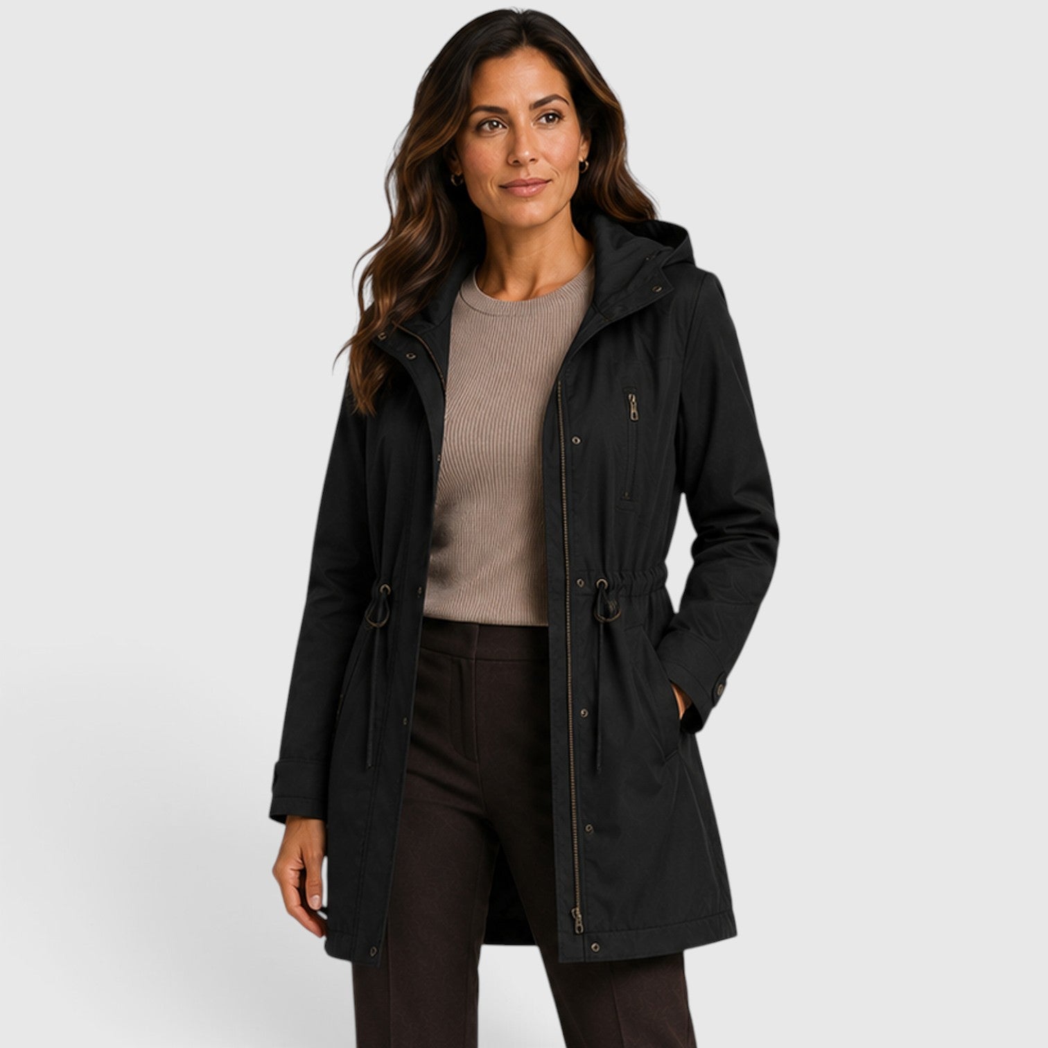 Monvaline | Women’s Cotton Mid-Length Coat for Warm Casual Wear