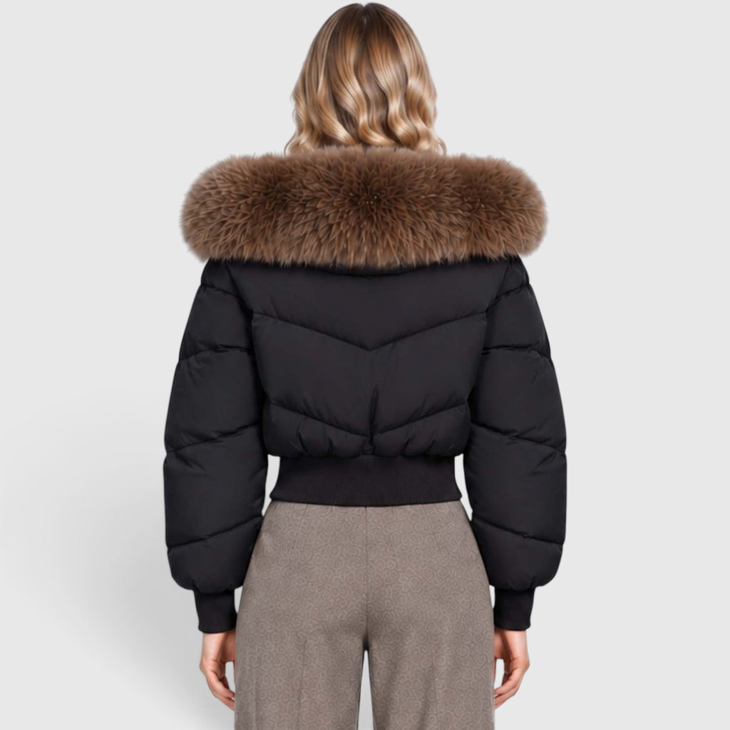 Monvaline | Women’s Cropped Puffer Jacket - Warm Casual Outerwear