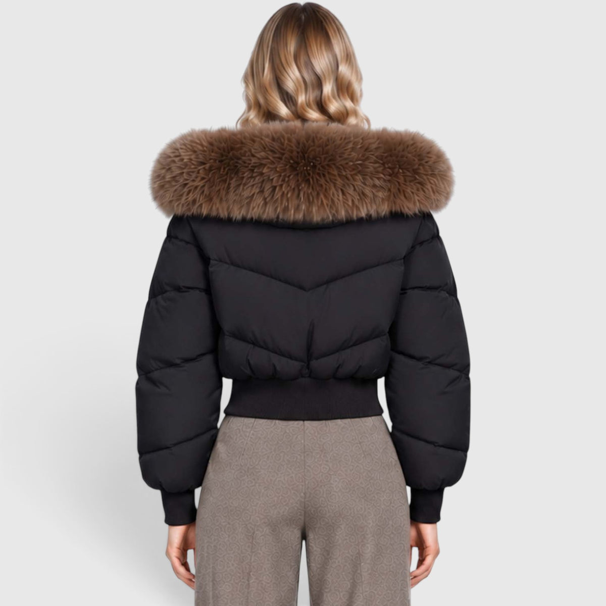 Monvaline | Women’s Cropped Puffer Jacket - Warm Casual Outerwear