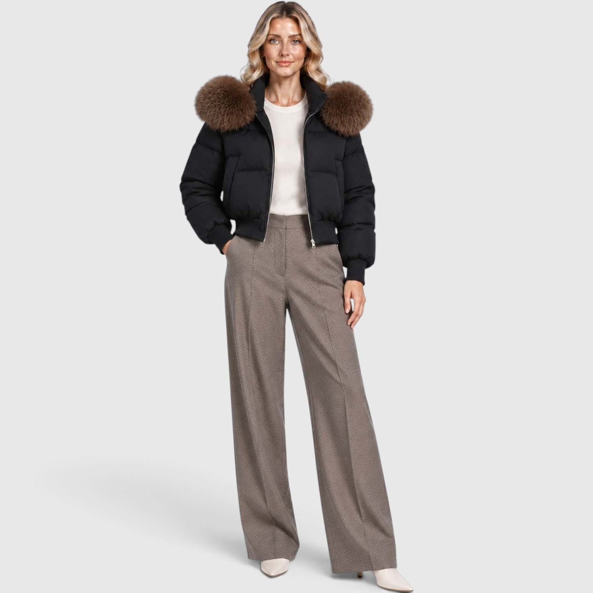 Monvaline | Women’s Cropped Puffer Jacket - Warm Casual Outerwear