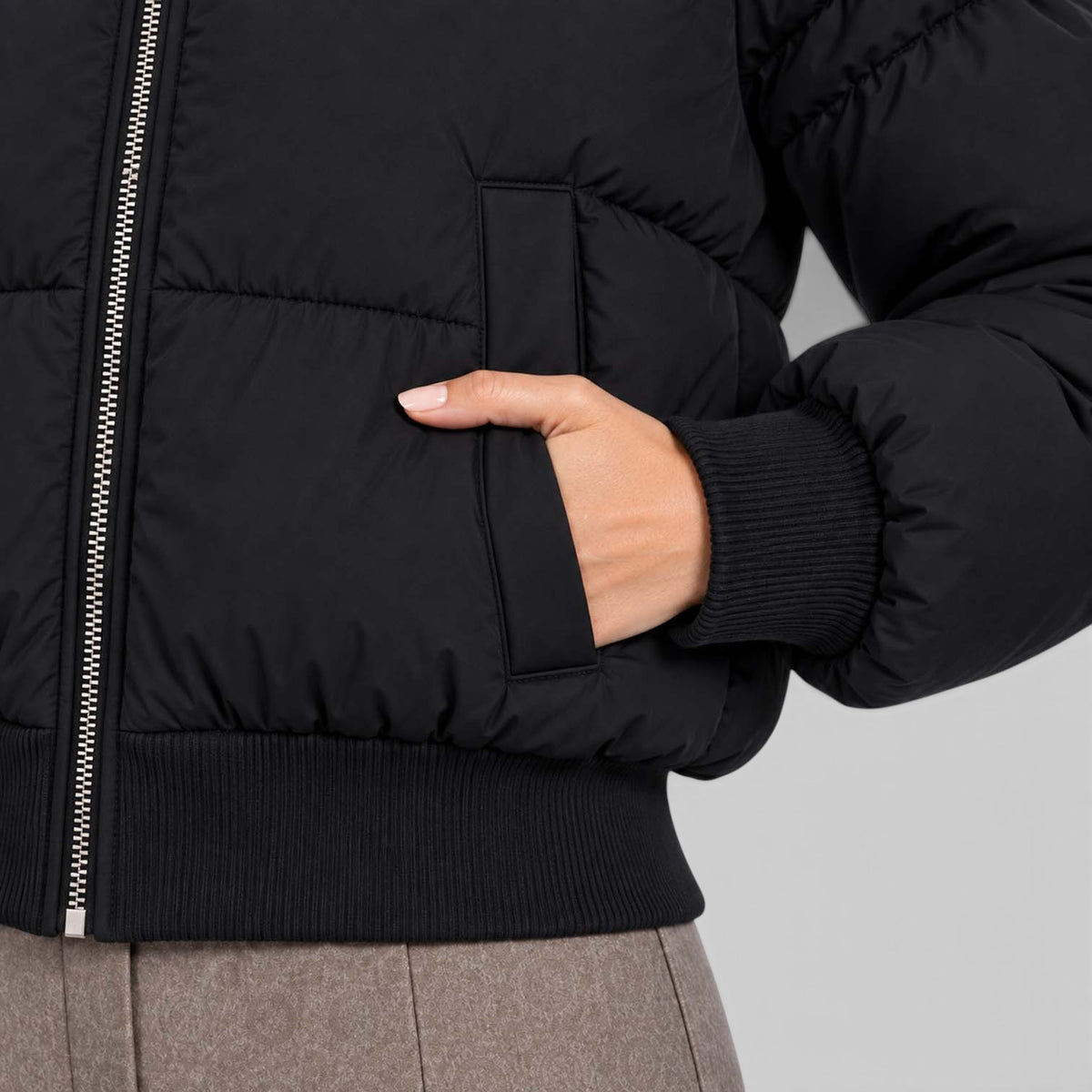 Monvaline | Women’s Cropped Puffer Jacket - Warm Casual Outerwear