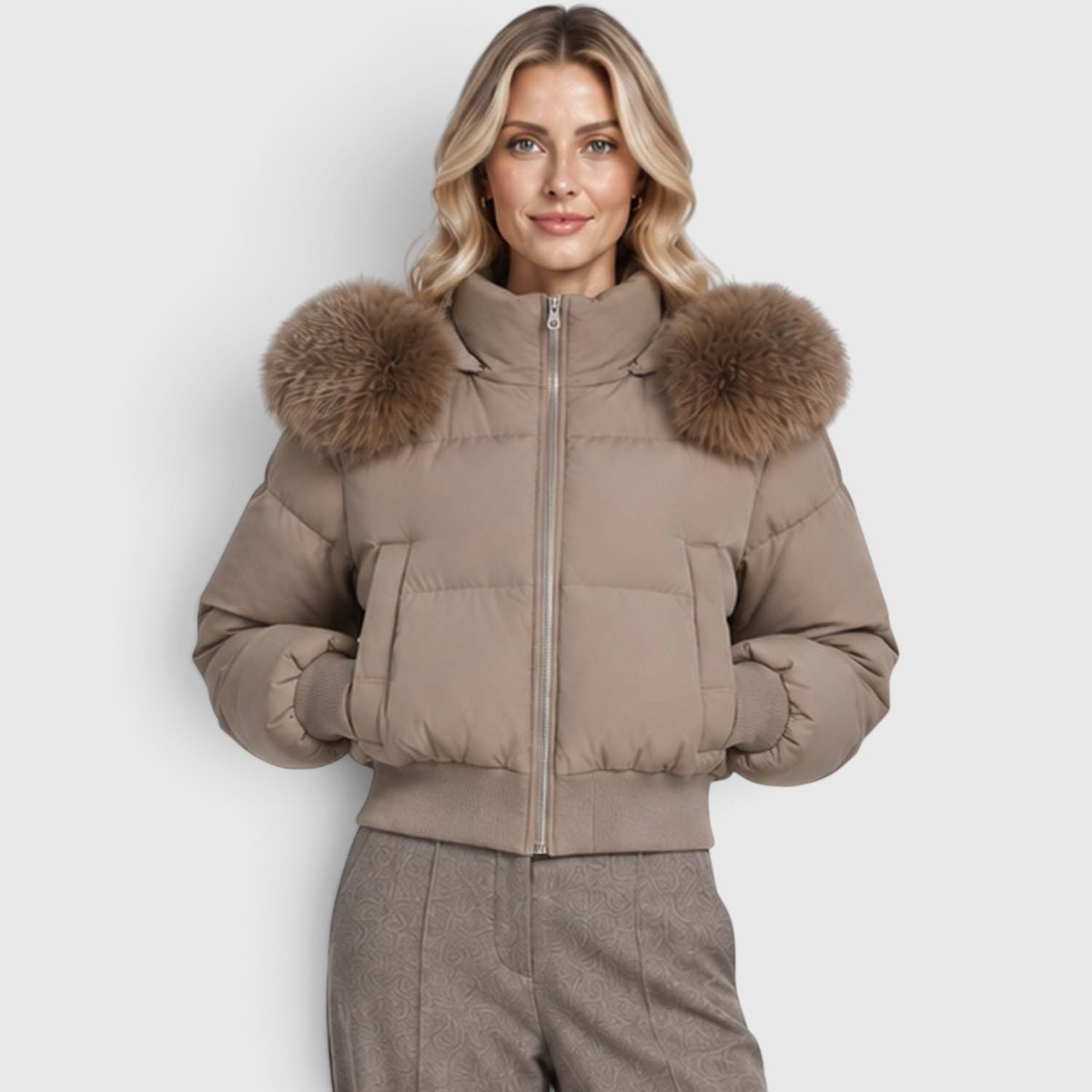 Monvaline | Women’s Cropped Puffer Jacket - Warm Casual Outerwear