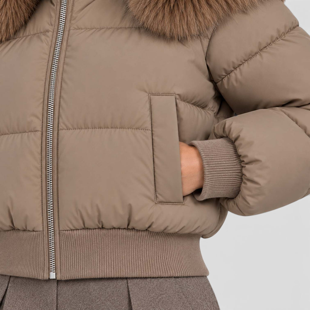 Monvaline | Women’s Cropped Puffer Jacket - Warm Casual Outerwear