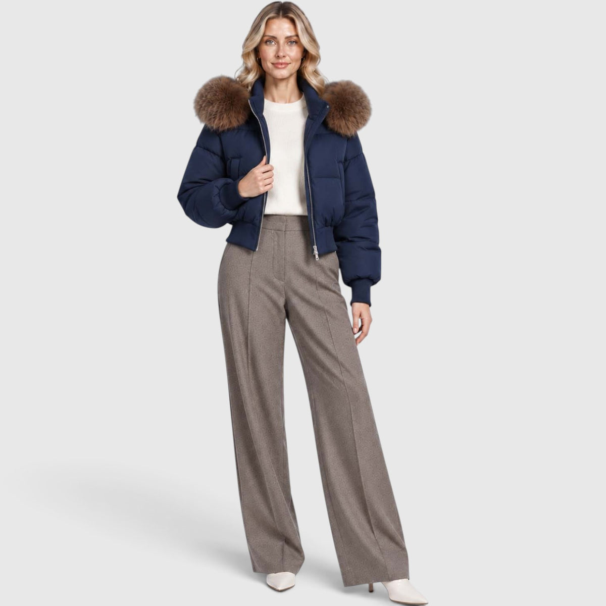 Monvaline | Women’s Cropped Puffer Jacket - Warm Casual Outerwear