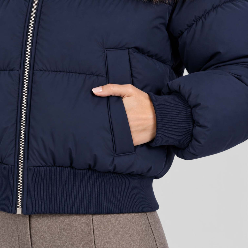 Monvaline | Women’s Cropped Puffer Jacket - Warm Casual Outerwear