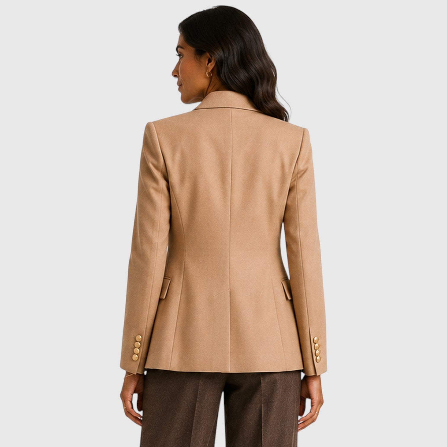 Monvaline | Women’s Double-Breasted Blazer – Gold Button Tailored Jacket
