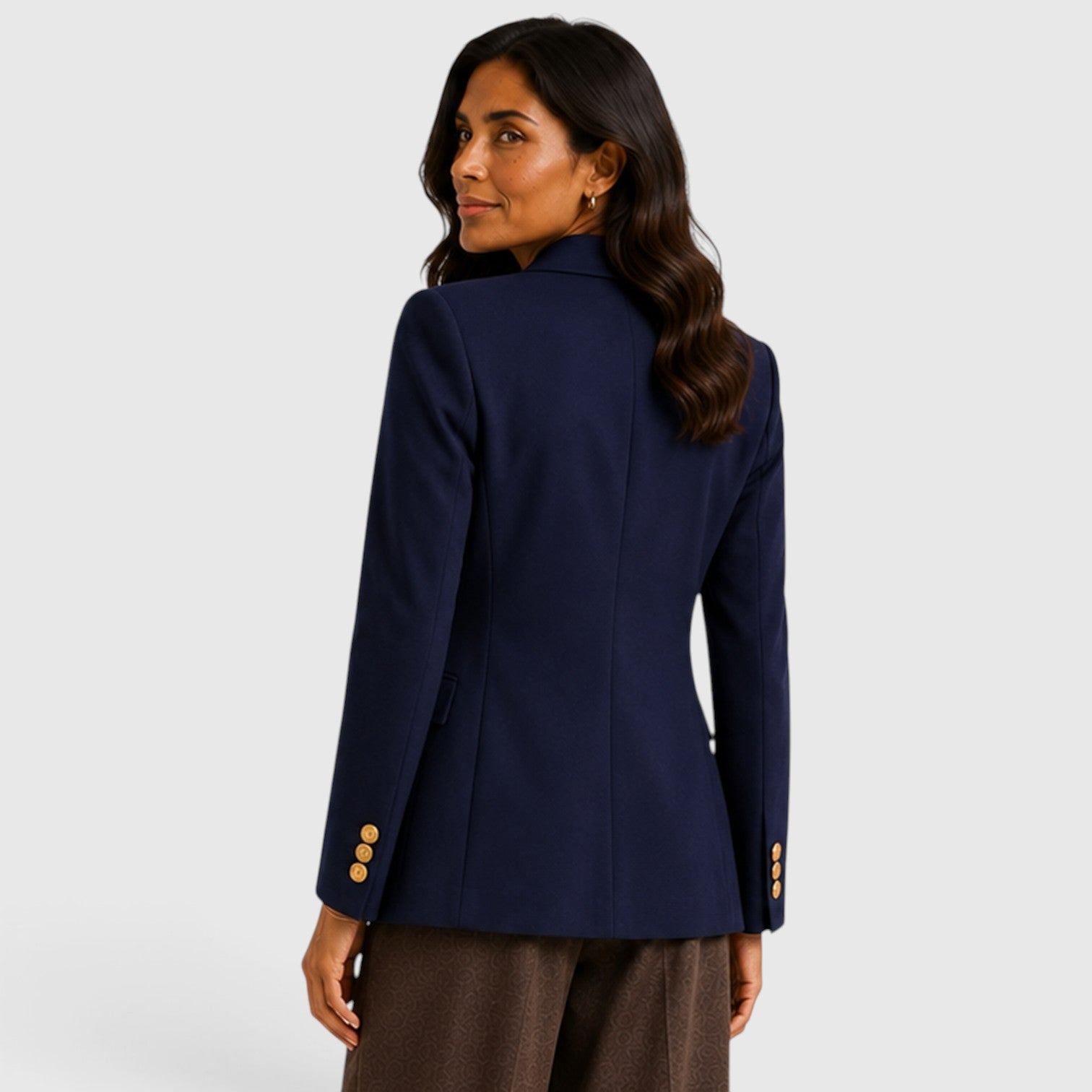 Monvaline | Women’s Double-Breasted Blazer – Gold Button Tailored Jacket