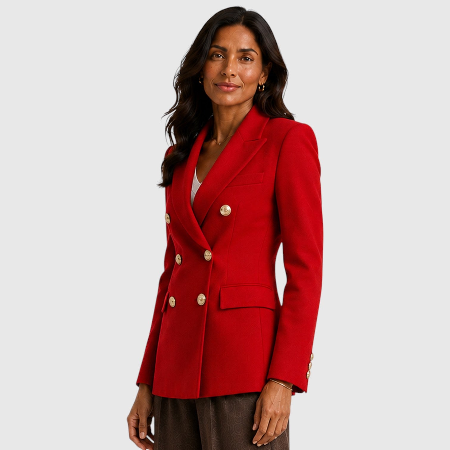 Monvaline | Women’s Double-Breasted Blazer – Gold Button Tailored Jacket