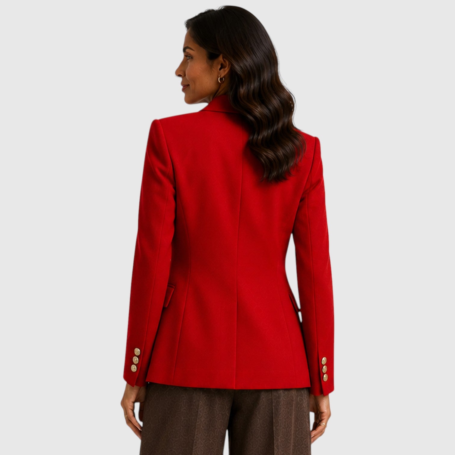 Monvaline | Women’s Double-Breasted Blazer – Gold Button Tailored Jacket