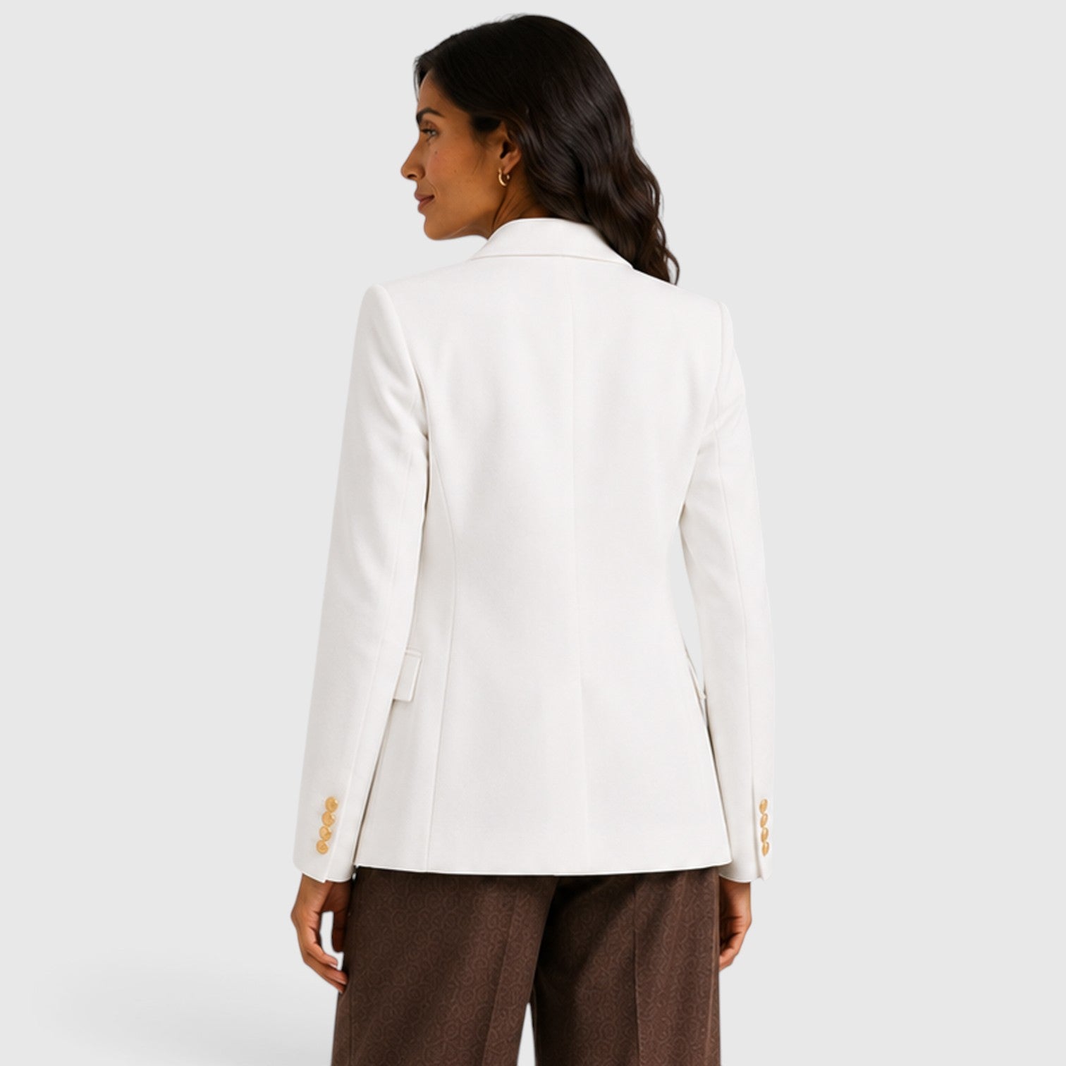 Monvaline | Women’s Double-Breasted Blazer – Gold Button Tailored Jacket